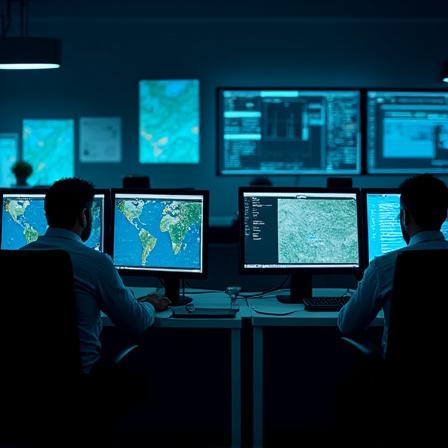 Logistics dispatcher coordinating shipments in a modern control room.