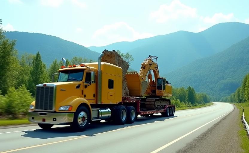 Transporting large excavator in Catskill NY