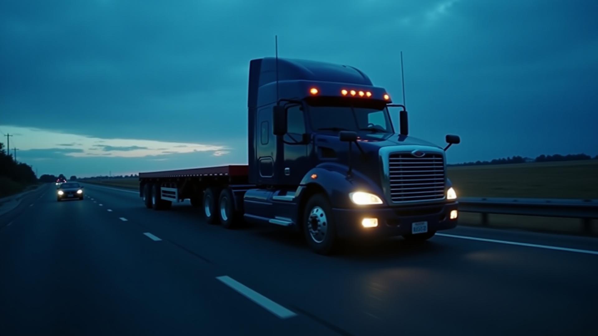 Expedited hot shot truck with trailer delivering urgent freight