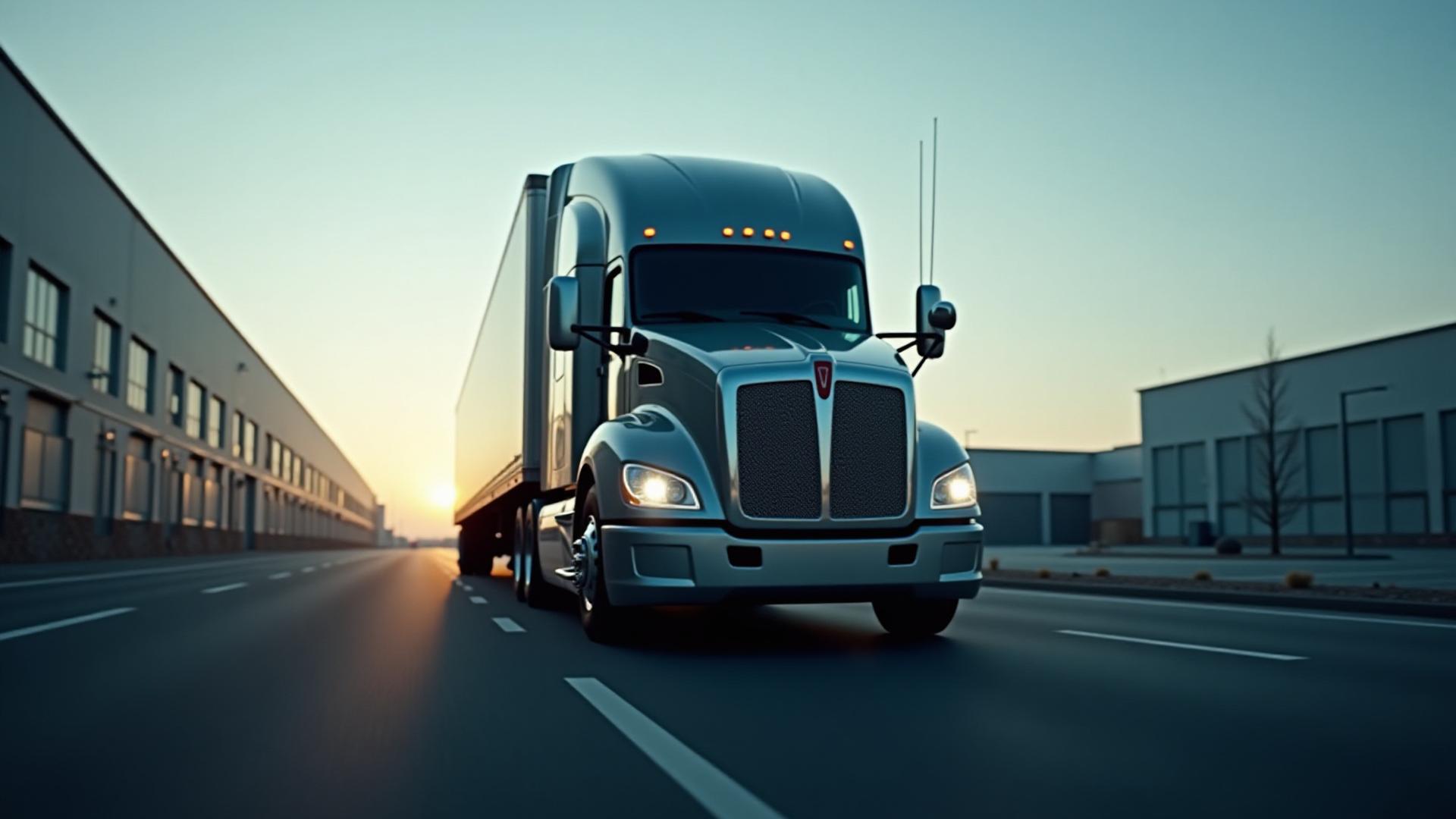 Heavy duty truck delivering manufacturing components